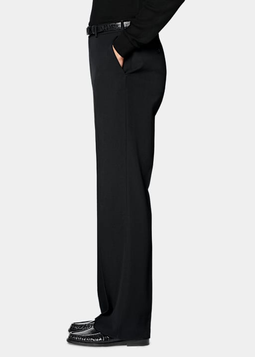 Pantaloni da abito neri wide leg flared