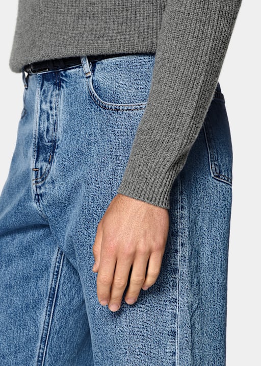 Mid Blue Straight Leg Jeans