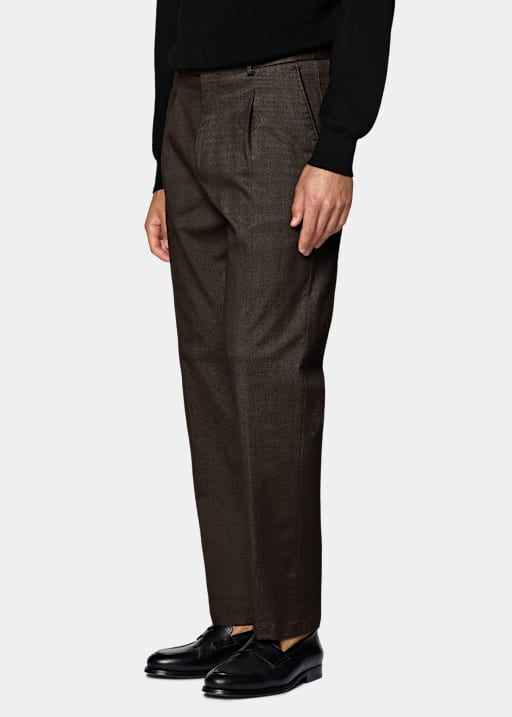 Dark Brown Wide Leg Tapered Chinos