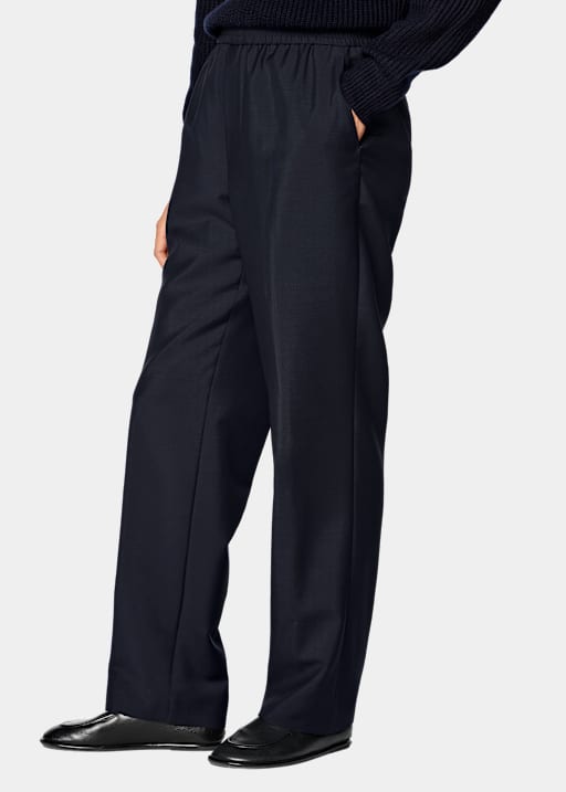 Navy Wide Leg Trousers
