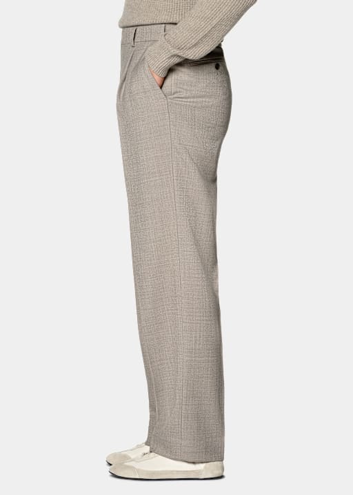 Mid Taupe Wide Leg Trousers