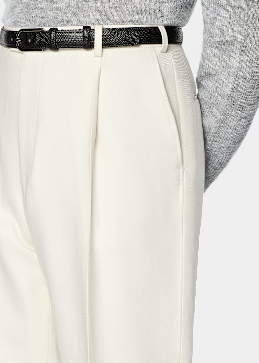 Pantalones Wide Leg color crudo