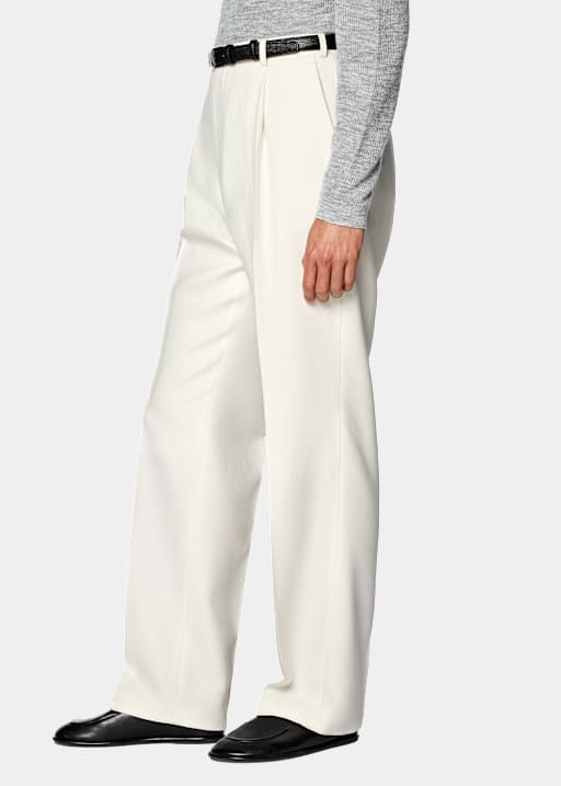 Pantalones Wide Leg color crudo