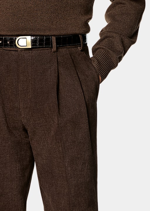 Mid Brown Wide Leg Chinos