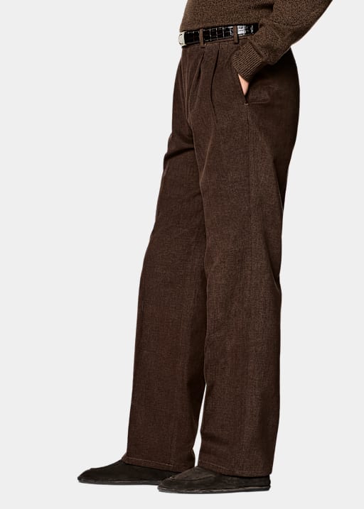 Mid Brown Wide Leg Chinos