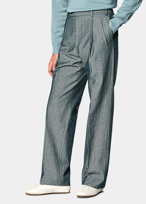 Mid Blue Wide Leg Trousers