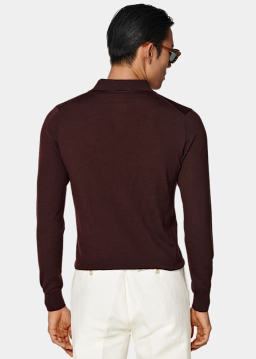 Burgundy Long Sleeve Polo Shirt 