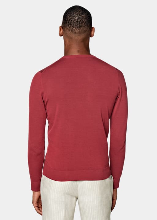 Pull col rond rouge