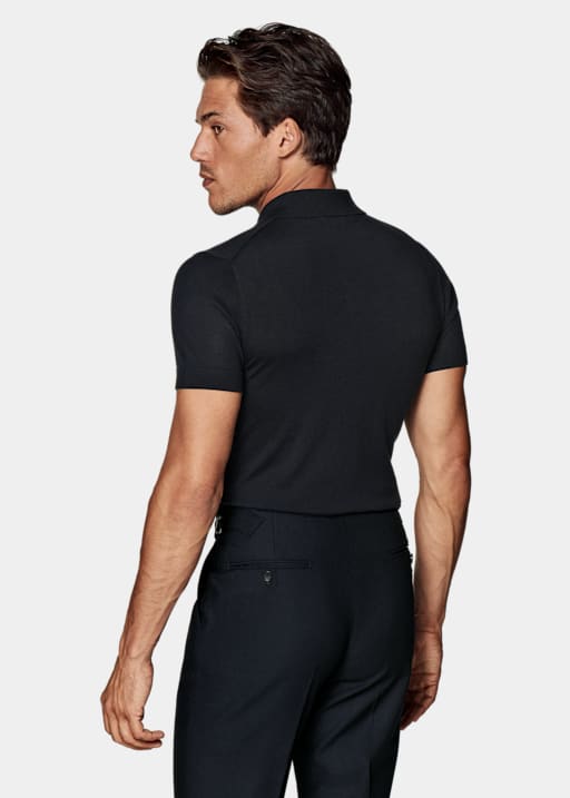 Navy Buttonless Polo Shirt 