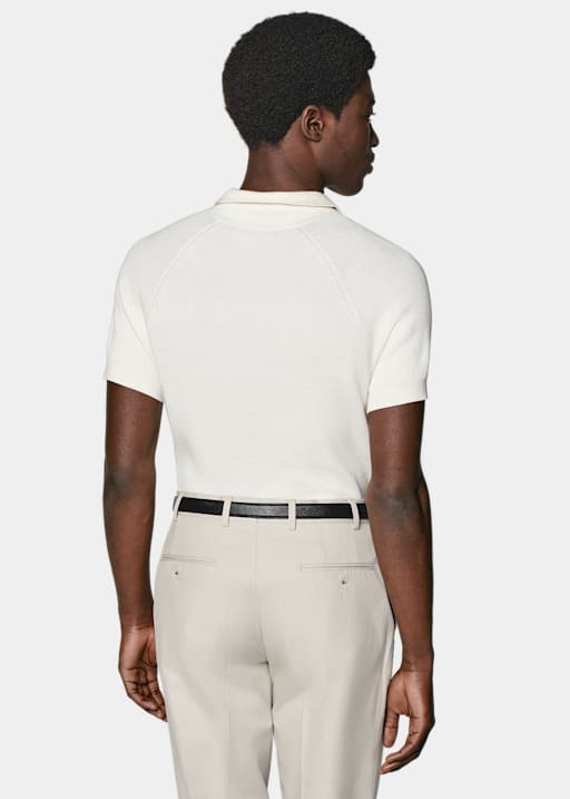 Off-White Ribbed Buttonless Polo Shirt 