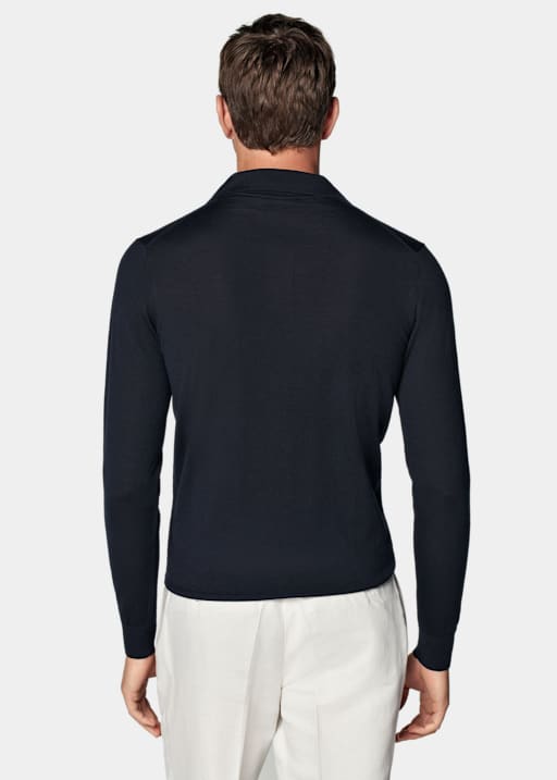 Navy Long Sleeve Polo Shirt 