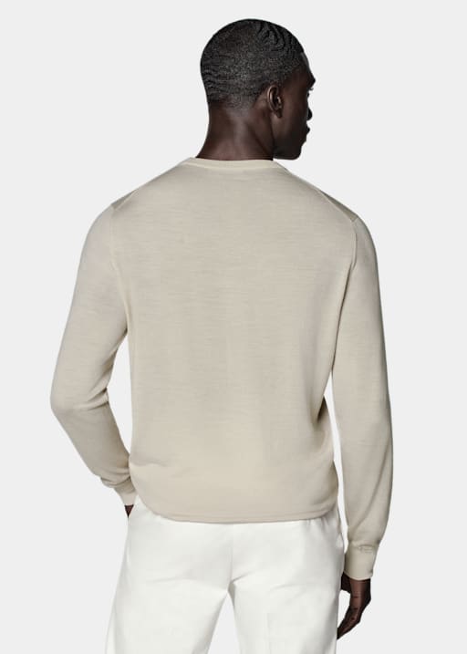 Pull col rond Merino sable