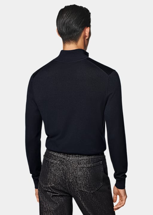 Navy Merino Half Zip