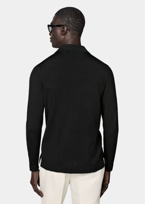 Black Long Sleeve Polo Cardigan