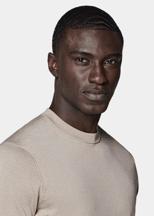 Light Taupe Short Sleeve Crewneck