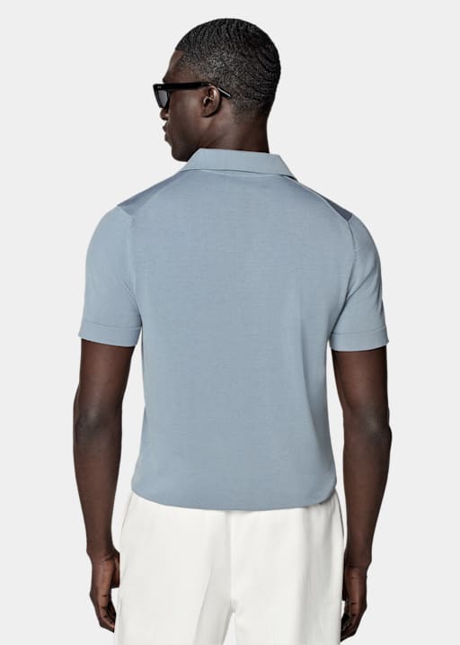 Light Blue Buttonless Polo Shirt 