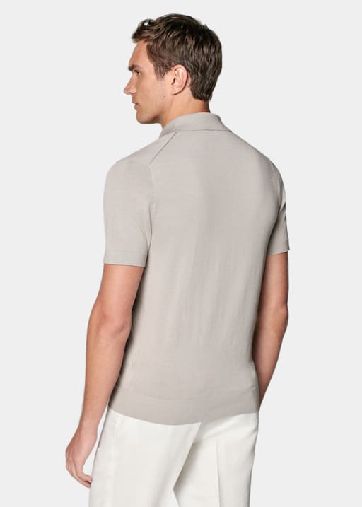 Light Taupe Buttonless Polo Shirt 