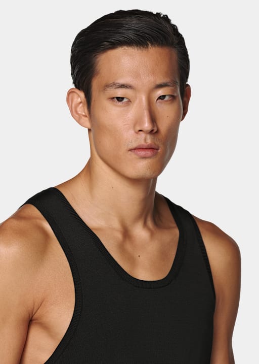 Black Knitted Tank Top