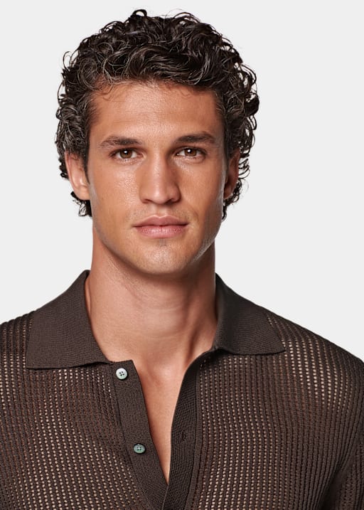 Mid Brown Crochet Polo