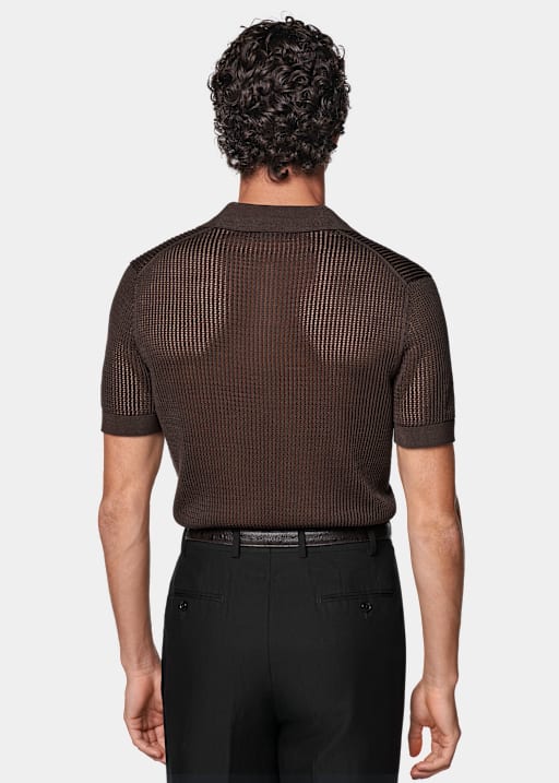 Mid Brown Crochet Polo