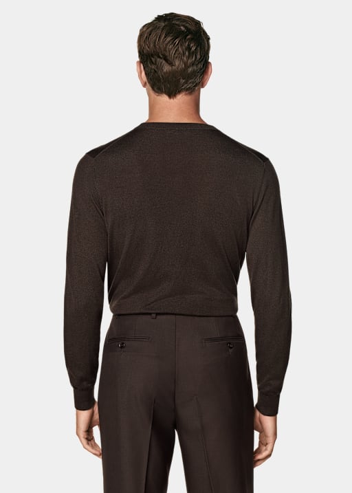 Mid Brown V-Neck Cardigan