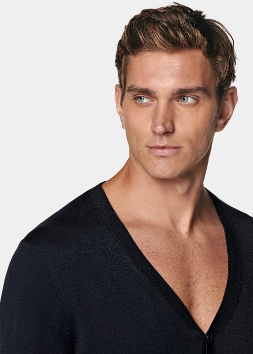 Navy V-Neck Cardigan