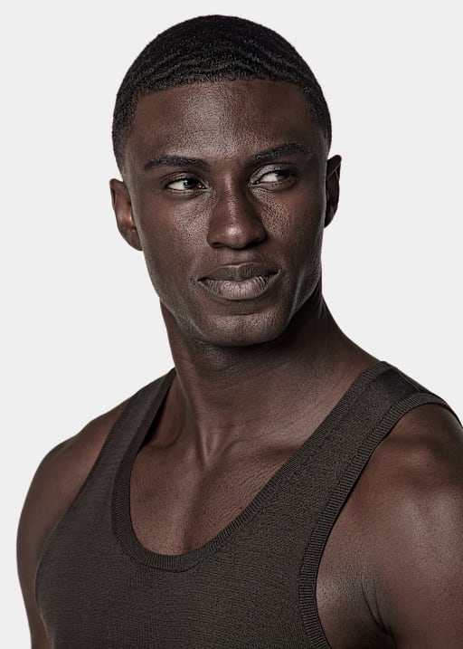 Dark Brown Knitted Tank Top