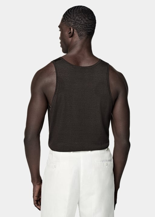 Dark Brown Knitted Tank Top