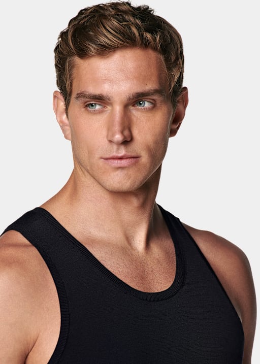 Navy Knitted Tank Top