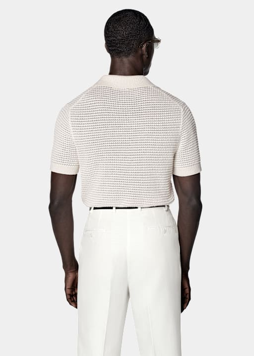 Polo en crochet gris clair