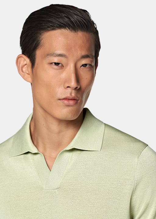 Light Green Buttonless Polo