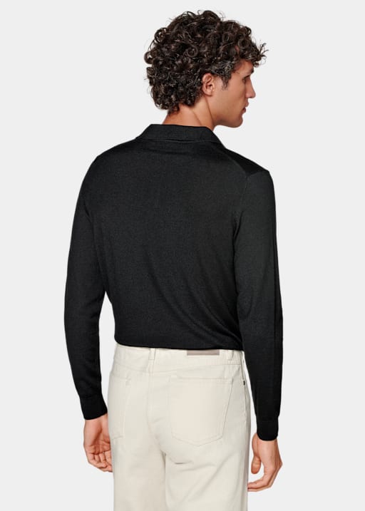Black Long Sleeve Polo Shirt 
