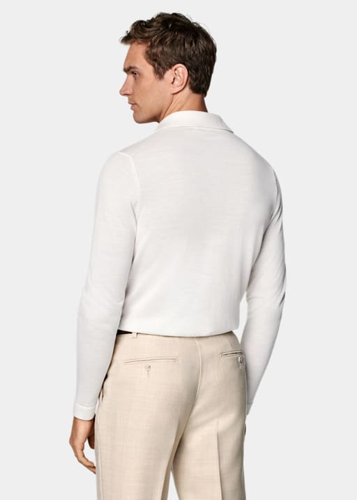 Merino Polo-Cardigan Langarm off-white