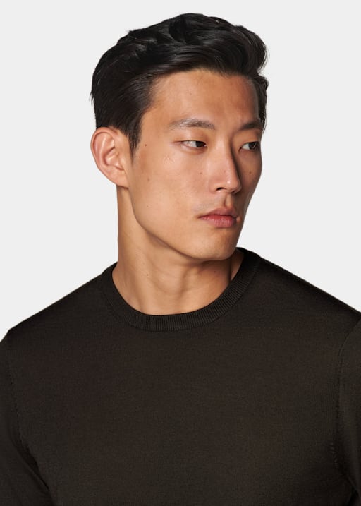 Dark Brown Merino Crewneck