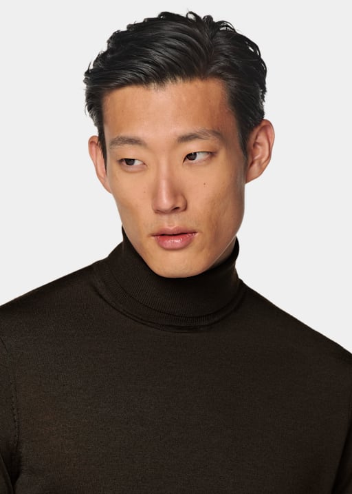 Dark Brown Merino Turtleneck