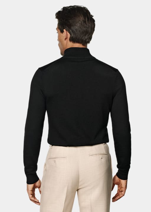 Black Merino Half Zip