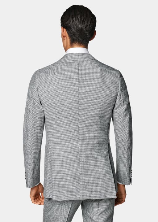 Light Grey Houndstooth Tailored Fit Havana Suit