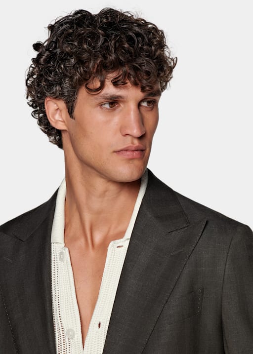 Dark Brown Herringbone Tailored Fit Havana Suit