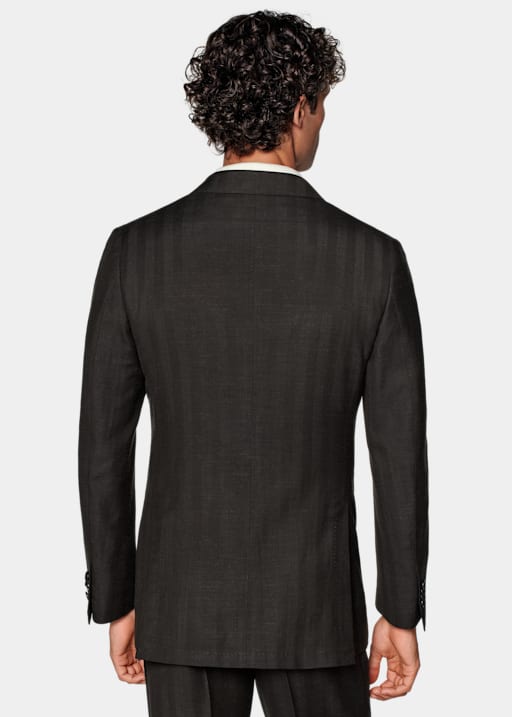 Dark Brown Herringbone Tailored Fit Havana Suit