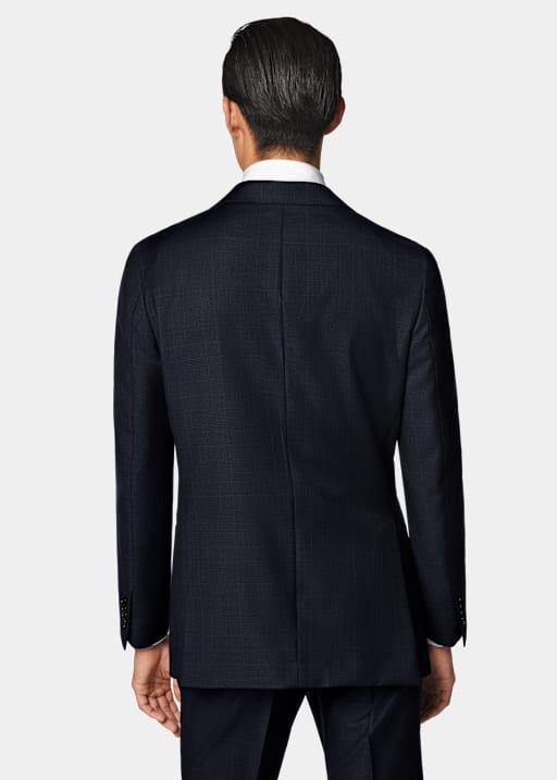 Garnitur Havana tailored fit granatowy w kratkę