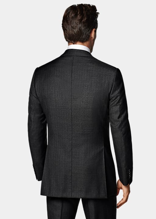 Dark Grey Striped Tailored Fit Milano Suit