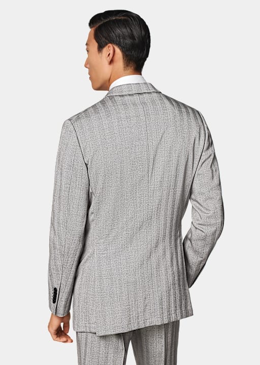 Black Herringbone Tailored Fit Milano Suit