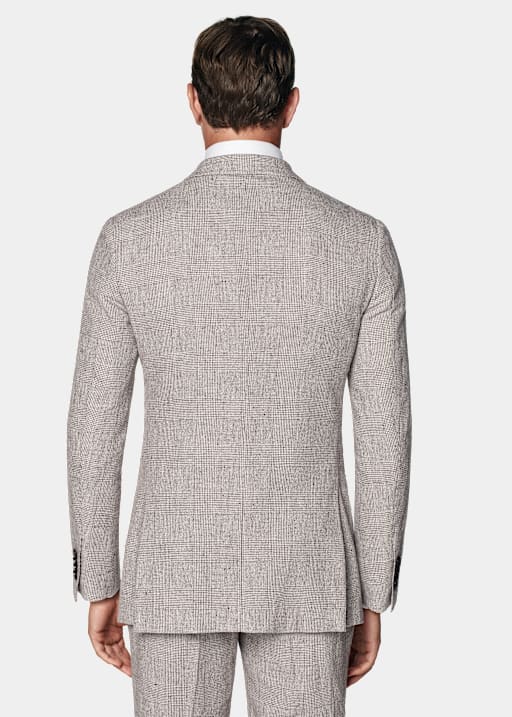 Light Taupe Checked Tailored Fit Havana Suit