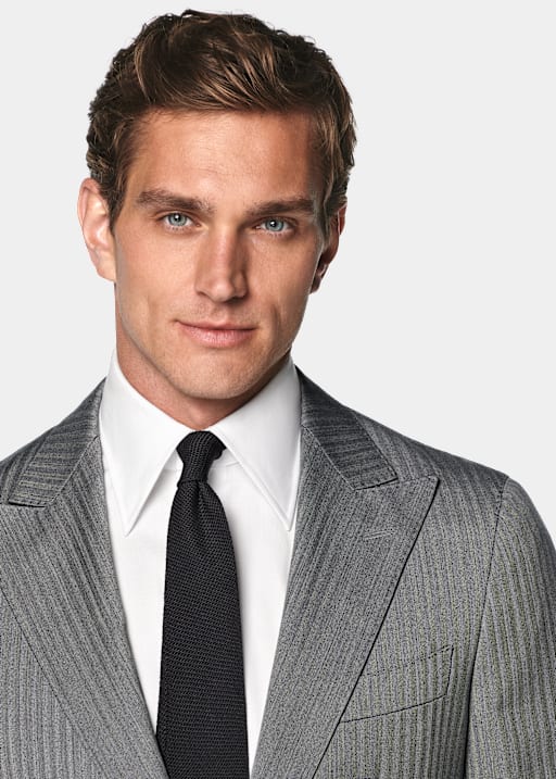 Costume Perennial Havana coupe Tailored gris moyen à chevrons