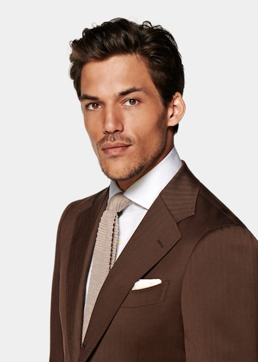 Dark Brown Herringbone Havana Suit