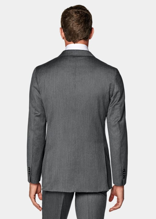 Dark Grey Herringbone Tailored Fit Havana Suit