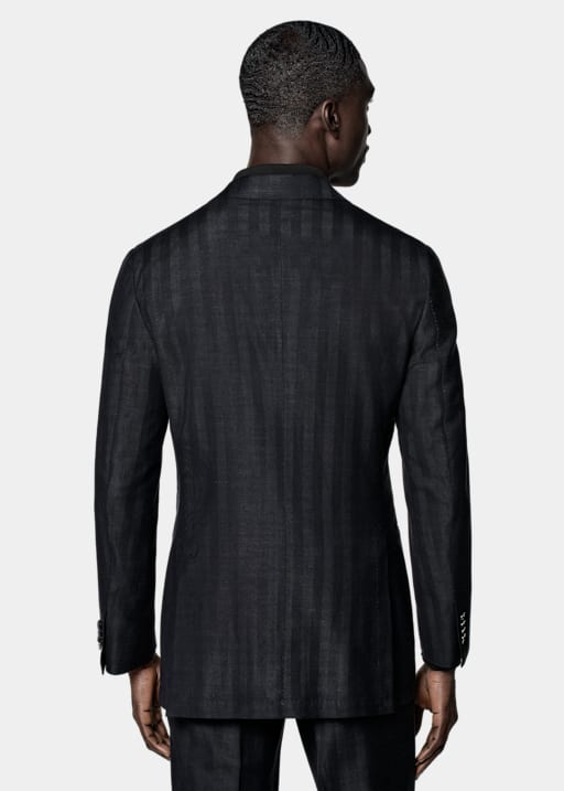Navy Herringbone Tailored Fit Havana Suit