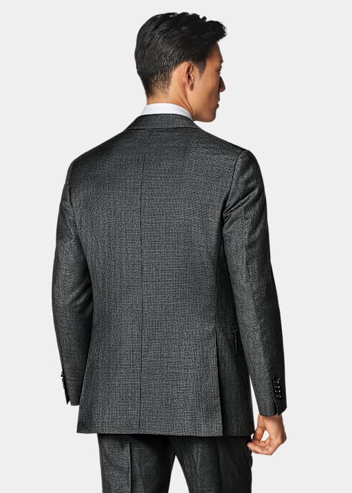 Dark Grey Houndstooth Tailored Fit Havana Suit