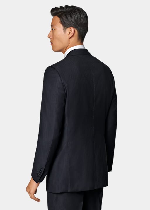 Navy Striped Tailored Fit Milano Suit