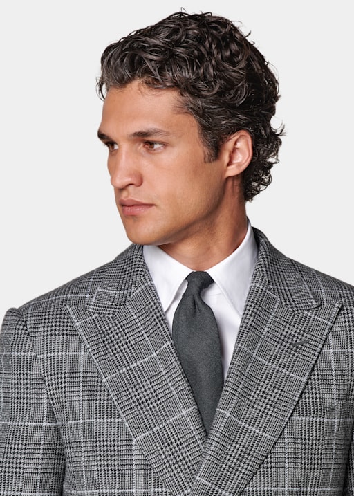 Mid Grey Checked Tailored Fit Milano Suit